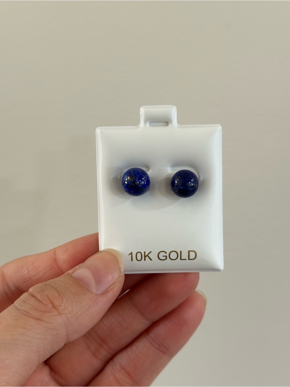 10K Gold Lapis Lazuli Stud Earrings - Deep Blue Gemstone